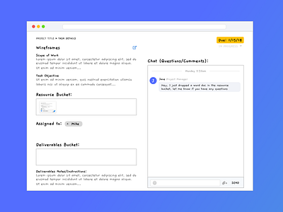 Project Management Wireframe