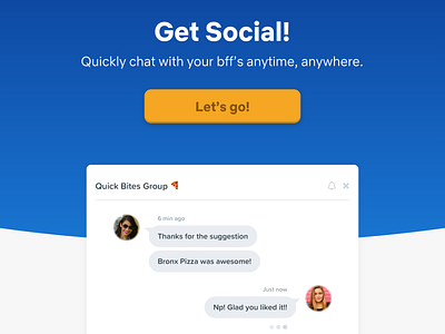 Social Landing Page app button card chat design exploration illustration interaction design landing page social ui ux web