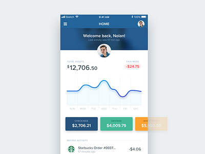 Finance App app data design exploration fintech home interaction design landing page mobile profile ui ux web