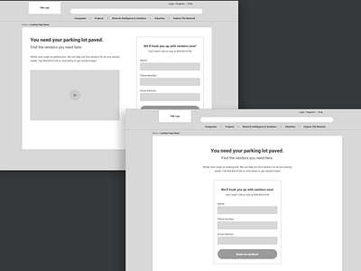 Landing Page Wireframes for Social Media Campaign