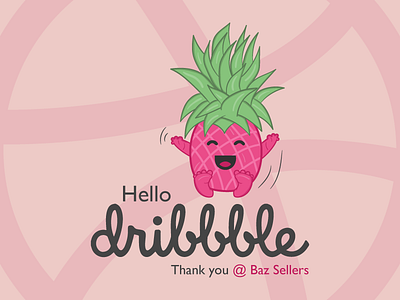 Hello Dribbble hello dribbble illustrator art new member pineapple