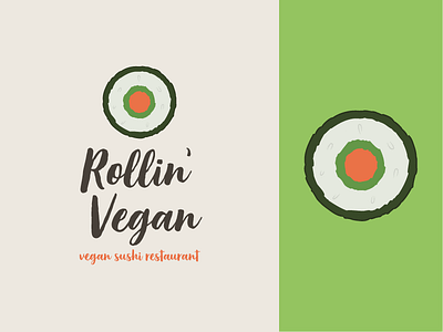Rollin' Vegan (Logo) feedback food logo design logo design concept restaraunt sushi