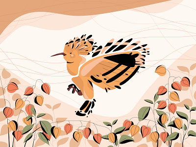 ODUD autumn bird design flat illustration plant vector
