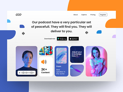 Podcast Hero Section, Landing Page agency website design graphic design home pagedesign homepage landing design landing page podcast ui webdesign