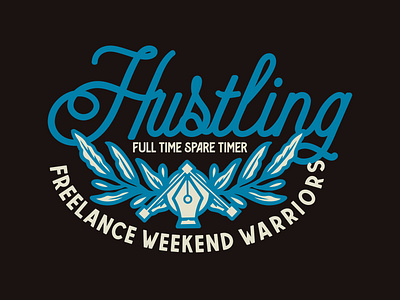 Weekend Warriors badge branding design flat freelance hustle hustling illustration logo sticker typography vector warrior warriors