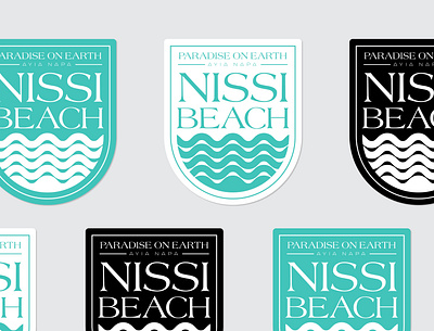 Nissi Beach badge badge logo badges beach beachlogo branding cyprus design illustration logo paradise sticker typography vector waves