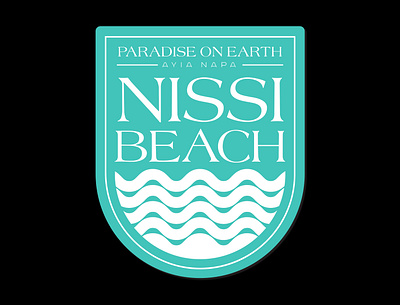 Nissi Beach Badge ayianapa badge badgedesign beach branding cyprus illustration logo logodesign logotype minimal sticker typography vector wave waves