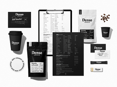 Denso Coffee Company Branding Concept badge beans black brand branding clean coffee concept denso denso coffee design dream illustration logo typography typography logo vector