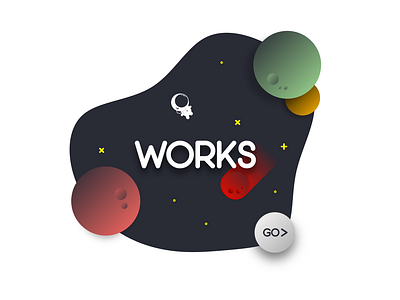 "GO WORKS" in my portfolio app branding design flat icon illustration logo minimal planets portfolio space typography ui ui design uiux vector web website