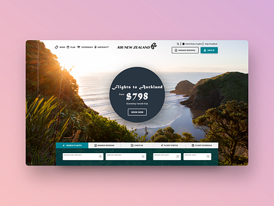 Daily UI #3: Landing Page (Air New Zealand) airline daily ui daily ui challenge dailyui dailyui003 landing page new zealand ui ui design