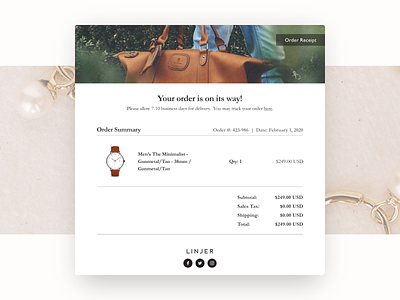 Daily UI #17: Email Receipt (Linjer) daily ui daily ui 17 daily ui challenge dailyui17 ecommerce email design email receipt linjer receipt ui ui design
