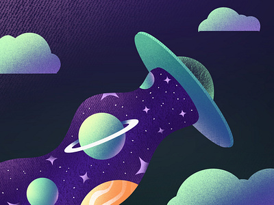Alien Spaceship alien illustration procreate sky
