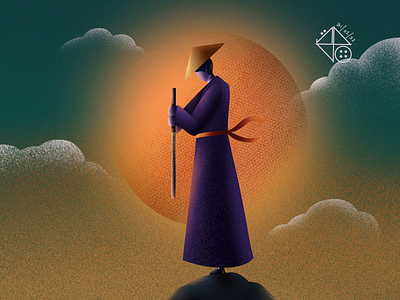 Moon samurai animation art digital art illustration procreate samurai samurai character