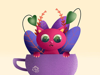 Cup cat graphicdesign illustrator procreate