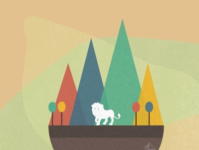 Minimal flat illustration of lion in the foresf design graphicdesign illustraion illustration illustrator minimal procreate vector