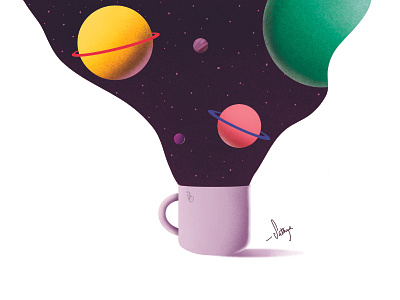 Sip and the cup affinitydesigner branding design galaxy graphicdesign illustraion illustration illustrator procreate space typography