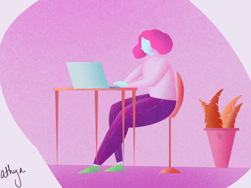 girl sitting in chair by Sathya illustration on Dribbble