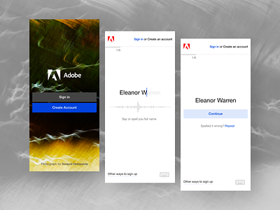 Adobe - Create an account create account mobile mobile ui onboarding product design signup speech ux
