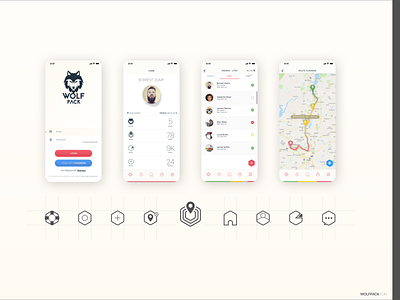 WolfPack - iOS App app icon icons ios mobile motorcycle navigation phone sketch ui ux wolf wolfpack