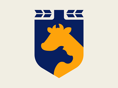 Centro de Ciencias Agropecuarias cow crest dog logo shield shield logo shovel