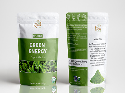 GREEN ENERGY ORGANIC MATCHA PACKAGING pouch bag design