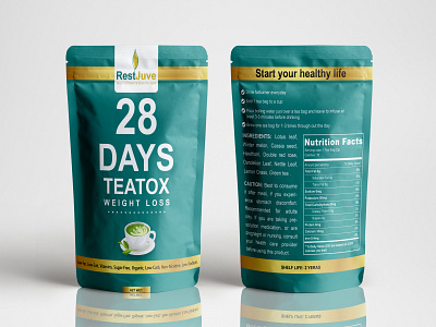 28 DAYS TEATOX WEIGHT LOSS pouch bag design