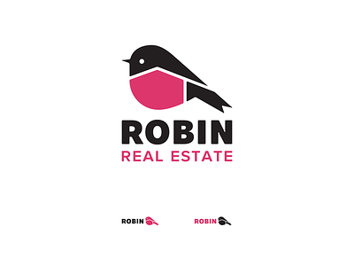 Robin Real Estate bird design home house logo logo design minimalist logo pink robin real estate robin vector