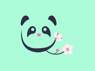 Qexie branding cherry blossom cute design heart illustration letter logo logo design logodesign mint green navy negative space panda panda bear panda logo peach pink q teal