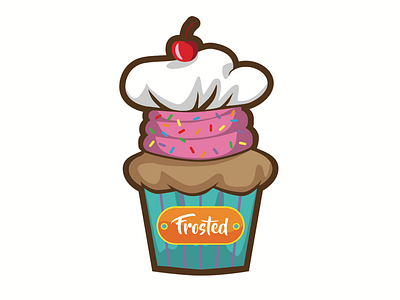 Frosted Cupcake shop branding design logo