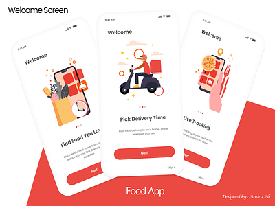 food App android app application design food ios ios app resturant ui ui ux design ui design welcome