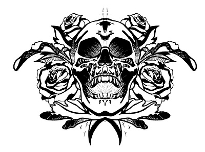 Figleaf Skull & Rose illustration leaves mardi gras rose roses skull skull logo tattoo voodoo