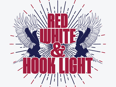 Red, White, & Hook Light beer brewery design digital illustration eagle eagles firework illustration independence day july 4 merchandise