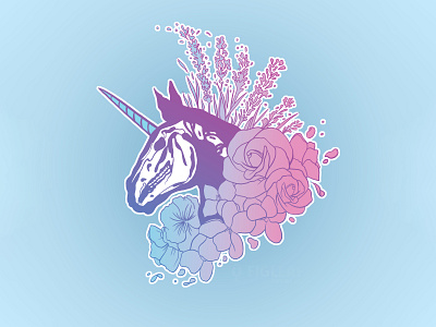Pride Unicorn digital illustration flowers horse horse skull illustration lgbtq pride skull trans unicorn