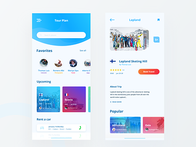 Travel Apps | Feed & Trip details Screen app animation app design clean feed interaction interface design product design prototype travel app ux design