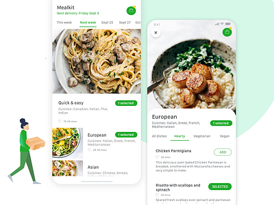 Mealkit branding character design mobile app ui ux