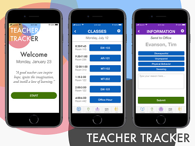 Teacher Tracker concept app minimal