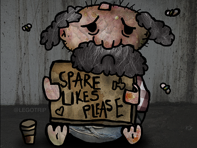 Spare Likes Please begging design digital art digital illustration help homeless illustration influencer legoloaves likes photoshop please help social media