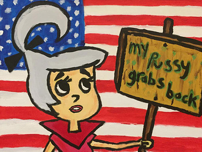 Judy Jetson at the Women's March acrylic acrylic painting donald trump feminism future girl power judy jetson modern past present pussy the jetsons trump womens march