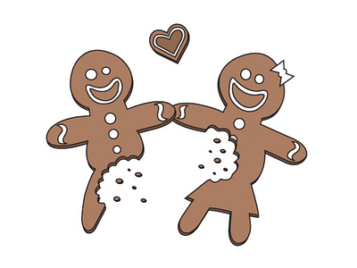 Gingerbread Romance christmas creepy death design digital art digital illustration gingerbread gingerbread man illustration love romance valentines day vector