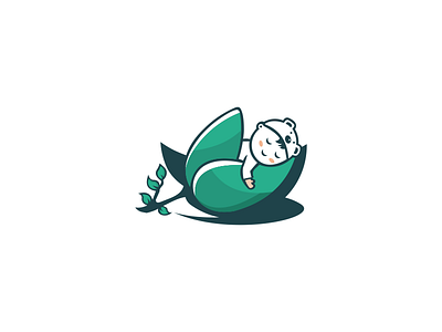 leaf baby abstract animation app baby colorful cute design dream fun green icon illustration inspiration leaf logo modern sleeping typography vector web
