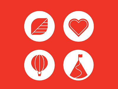 Better World | Engagement | Curiosity | Performance icons red vector