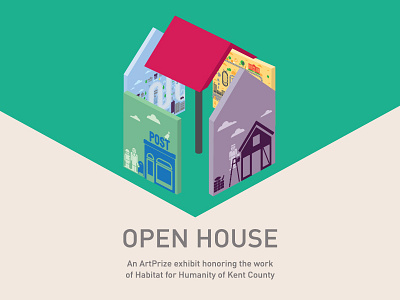 Open House artprize isometric rendering vector