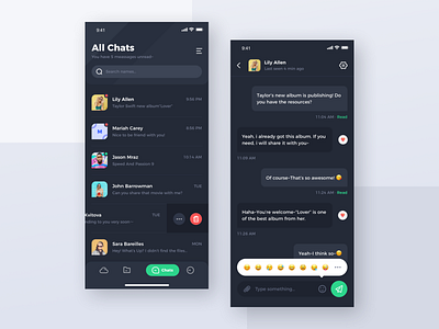 Cloud Box App 01 app app design application cards chat clouds dark file green interaction ios message mobile mobile app product design social ui user experience user interface ux