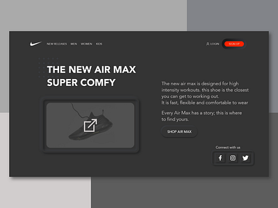 Neumorphism Web design - NIKE Air Max landing