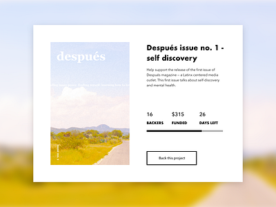 Daily UI #32 - Crowdfunding Campaign 032 dailyui despues ui