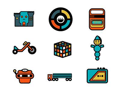 80's Toy Icons 2d 80s branding design heman iconography icons icons pack iconset logo logodesign minimal retro toys ui ux vectors