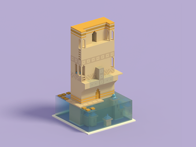 Voxel illustration of Monument Valley illustration monument valley voxel
