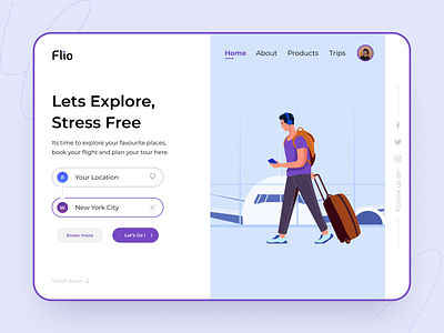 Flio - Travel Agency Hero page app design designs figma flight interface travel ui uidesign uiux userexperience userinterface ux uxdesign webdesign website