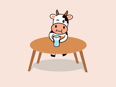 Momo art cow creative cute design drinking flat illustration milk minimal vector