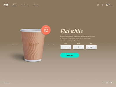 Kaf' 3d animation app beverage checkout coffee concept design desktop exploration lab purchase simple ui ux